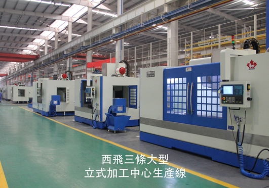 Large scale vertical machining center production line